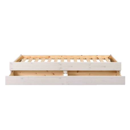 Lit banquette gigogne bois massif alma Blanc+Bois 3 - vertbaudet enfant 