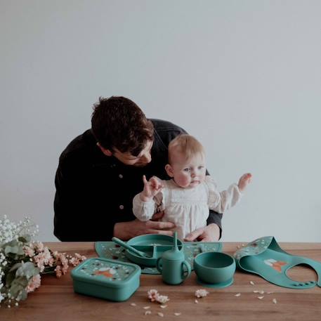 Assiette compartimentée en silicone avec ventouse animaux Menthe+Rose+Vert+Vert paon 22 - vertbaudet enfant 