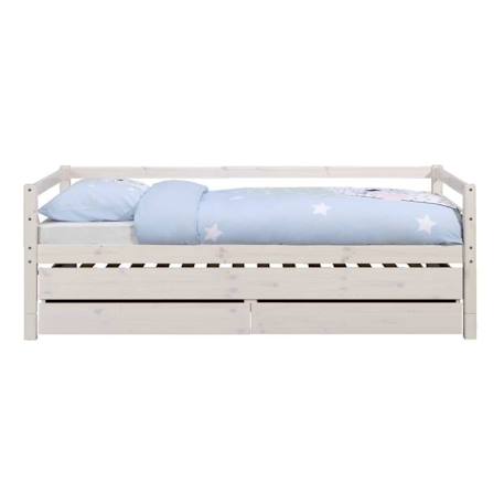 Lit banquette gigogne bois massif alma Blanc+Bois 1 - vertbaudet enfant 