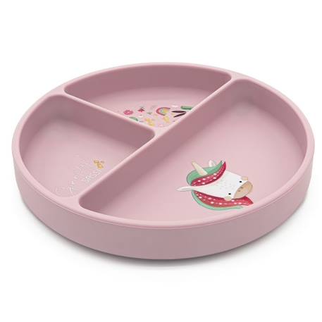 Assiette compartimentée en silicone avec ventouse animaux Menthe+Rose+Vert 8 - vertbaudet enfant 