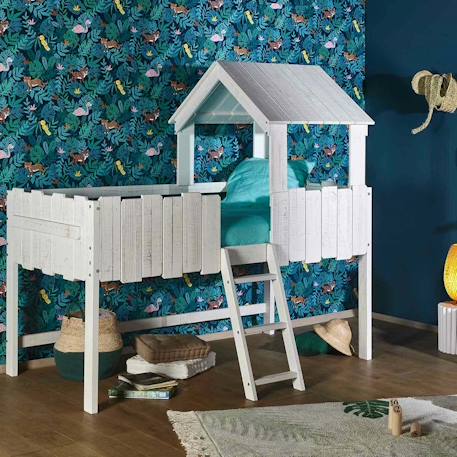 Pack lit cabane mi-hauteur avec matelas bois massif donnie Blanc 2 - vertbaudet enfant 