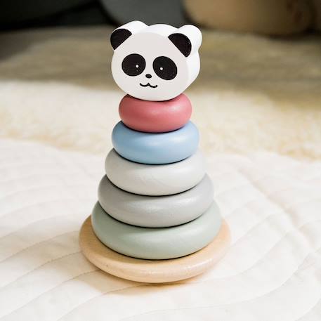 Tour à empiler panda en bois Bois 2 - vertbaudet enfant 