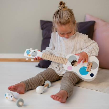 Set de 3 instruments de musique pour enfant avec guitare, tambourin et maracas à pois Blanc 4 - vertbaudet enfant 