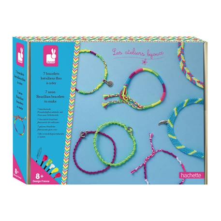 Coffret 7 bracelets brésiliens fluo à créer Bleu 1 - vertbaudet enfant 