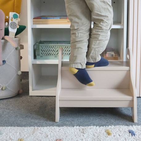 Marchepied enfant en bois Aquamarine+Gris clair+rose foncé+Sable 21 - vertbaudet enfant 