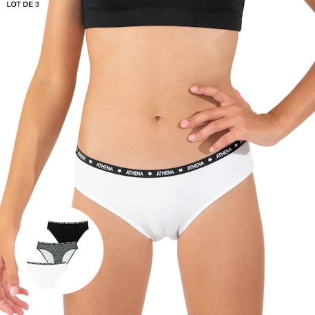 Lot de 3 slips ecopack Blanc-imprimé gouttes-noir 2 - vertbaudet enfant 