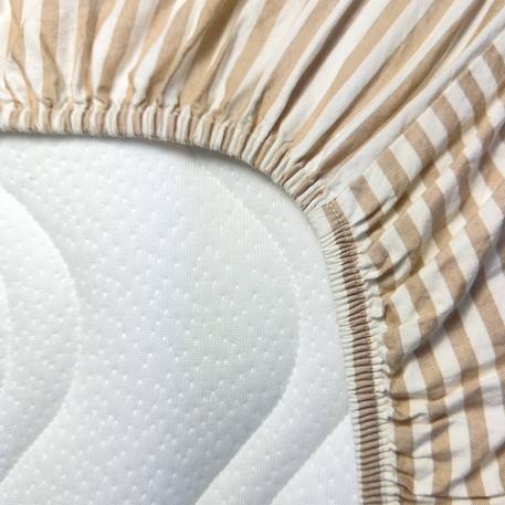 Drap housse bébé percale de coton bio rayé Rayé ambre+Rayé lin+Rayé peach+Rayé tilleul 4 - vertbaudet enfant 