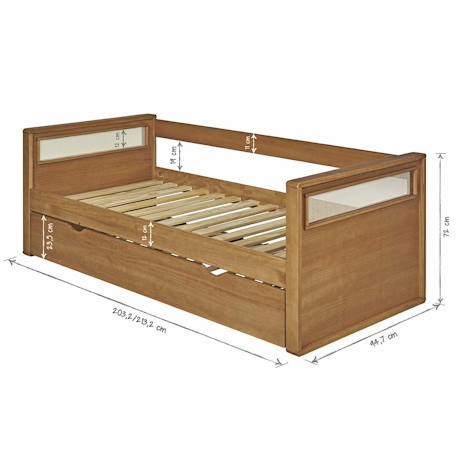 Pack lit banquette gigogne avec matelas bois massif cobi Bois 5 - vertbaudet enfant 