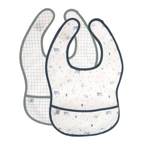 Lot de 2 bavoirs à poche garden explorer tracteur Blanc 1 - vertbaudet enfant 