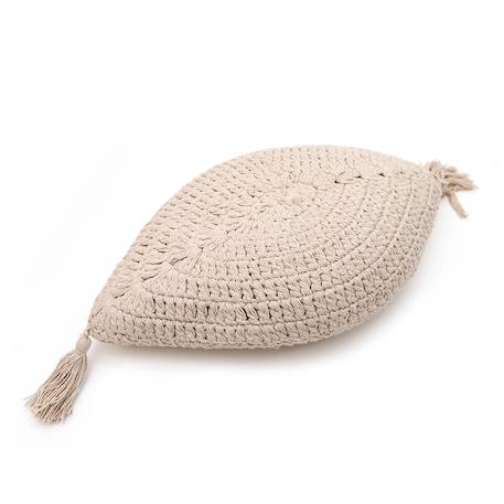 Coussin bohème coton crochet plume Ecru+Moutarde+Nude 1 - vertbaudet enfant 