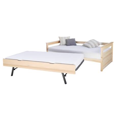 Pack lit gigogne avec 2 matelas bois massif izao Blanc+Bois naturel 11 - vertbaudet enfant 
