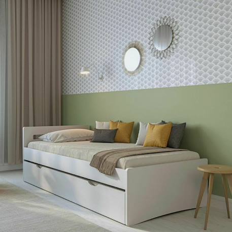 Lit gigogne bois massif leo Blanc+Blanc et bois+Bois 9 - vertbaudet enfant 