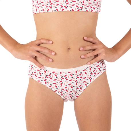 Lot de 3 slips ecopack Blanc-imprimé gouttes-noir+Rose-floral-rose poudré 10 - vertbaudet enfant 