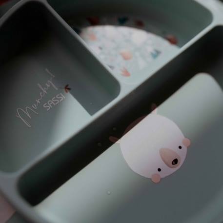Assiette compartimentée en silicone avec ventouse animaux Menthe+Rose+Vert 3 - vertbaudet enfant 