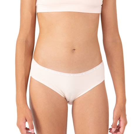 Lot de 3 slips ecopack Blanc-imprimé gouttes-noir+Rose-floral-rose poudré 11 - vertbaudet enfant 