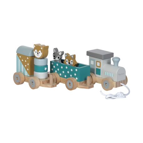 Petit train rayé animaux du zoo Bleu pétrole 5 - vertbaudet enfant 