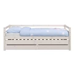 Chambre et rangement-Chambre-Lit bébé, lit enfant-Pack lit banquette gigogne avec 2 matelas bois massif alma