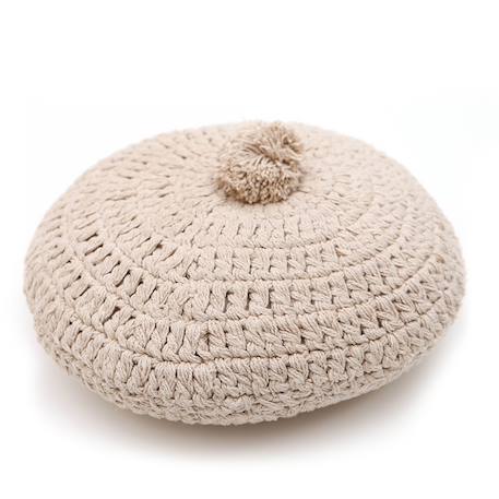 Coussin coton rond crochet lenka Ecru+Moutarde+Nude 1 - vertbaudet enfant 