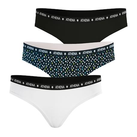 Lot de 3 slips ecopack Blanc-imprimé gouttes-noir 1 - vertbaudet enfant 