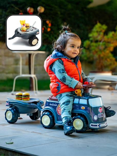 Porteur chantier avec assise ouvrante et volant directionnel avec klaxon, remorque et jeux de sable Gris anthracite+Jaune JCB+Jaune Volvo 6 - vertbaudet enfant 