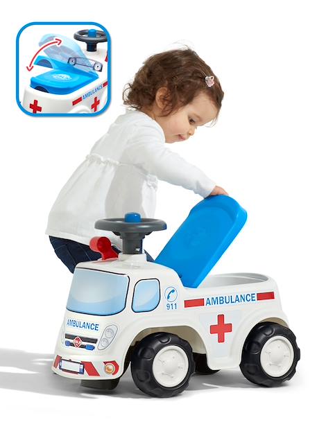 Porteur avec assise ouvrante et volant directionnel avec klaxon Blanc et bleu 4 - vertbaudet enfant 