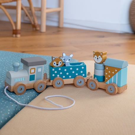 Petit train rayé animaux du zoo Bleu pétrole 3 - vertbaudet enfant 