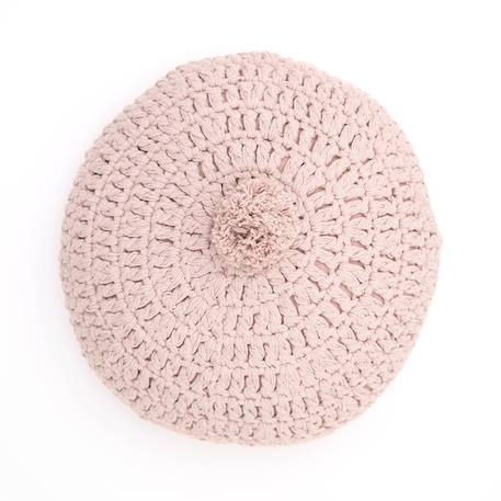 Coussin coton rond crochet lenka Ecru+Moutarde+Nude 14 - vertbaudet enfant 