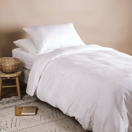 Drap housse 1 personne pur coton bio Blanc+Bleu nuit+Ecru+Eucalyptus+Gris tourterelle+Rose nude+Terracotta 3 - vertbaudet enfant 