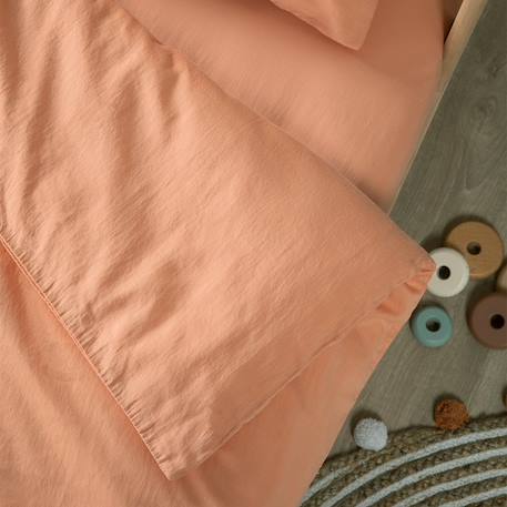 Drap housse bébé satin de coton bio lavé Ambre+Blanc craie+Brun+Cyprès+Lin+Peach+Tilleul 33 - vertbaudet enfant 