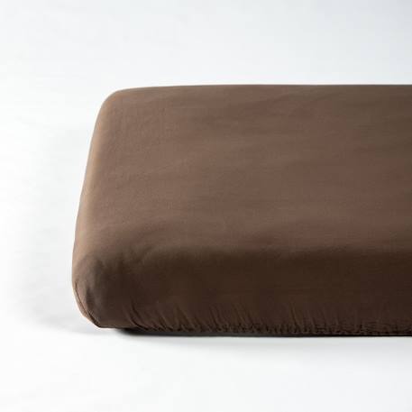 Drap housse bébé satin de coton bio lavé Ambre+Blanc craie+Brun+Cyprès+Lin+Peach+Tilleul 14 - vertbaudet enfant 