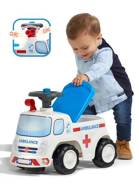 Porteur avec assise ouvrante et volant directionnel avec klaxon Blanc et bleu 5 - vertbaudet enfant 