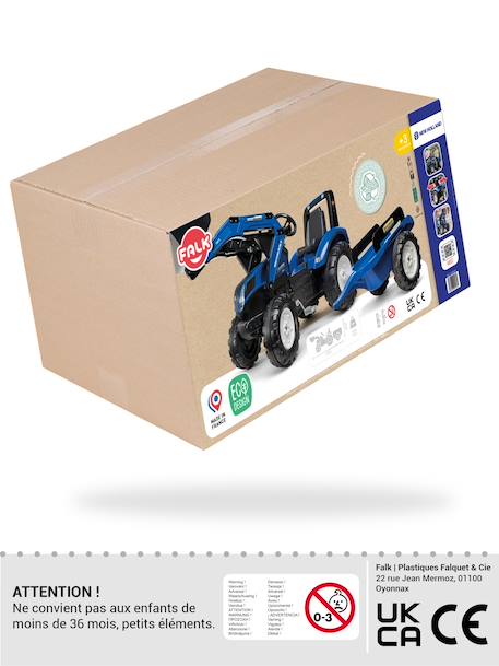 Tractopelle à pédales avec remorque Bleu New Holland+Jaune Vintage+Rouge+Rouge Massey Ferguson+Rouge nacré+Vert Claas+Vert vintage 6 - vertbaudet enfant 