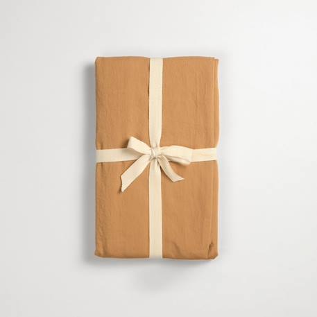 Drap housse 1 personne satin de coton bio lavé Ambre+Blanc craie+Cyprès+Lin+Peach+Tilleul 6 - vertbaudet enfant 