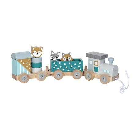 Petit train rayé animaux du zoo Bleu pétrole 1 - vertbaudet enfant 