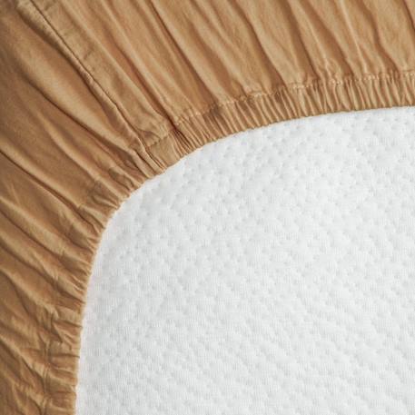 Drap housse 1 personne satin de coton bio lavé Ambre+Blanc craie+Cyprès+Lin+Peach+Tilleul 3 - vertbaudet enfant 