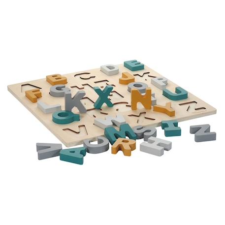 Puzzle alphabet caspar en bois Moutarde+Rose pâle 5 - vertbaudet enfant 