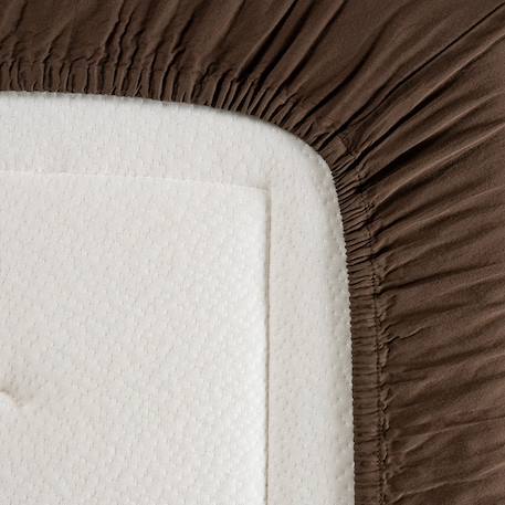 Drap housse bébé satin de coton bio lavé Ambre+Blanc craie+Brun+Cyprès+Lin+Peach+Tilleul 16 - vertbaudet enfant 