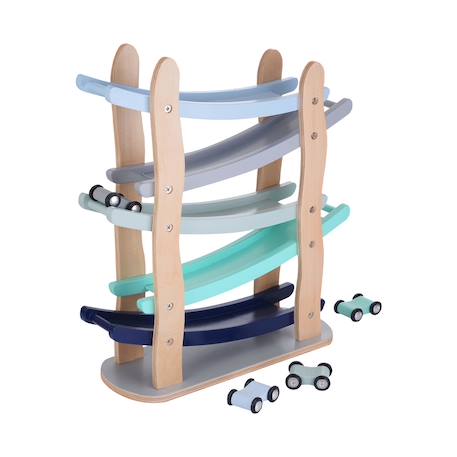 Rampe de course avec 2 voitures en bois emil Bleu 1 - vertbaudet enfant 