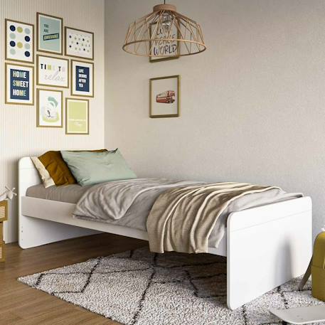 Lit enfant bois massif lilow Blanc+Bois 1 - vertbaudet enfant 