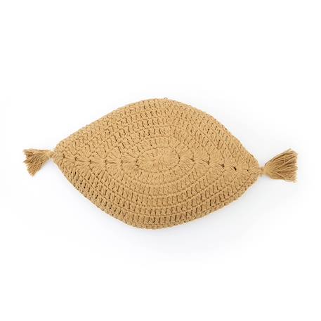 Coussin bohème coton crochet plume Ecru+Moutarde+Nude 8 - vertbaudet enfant 