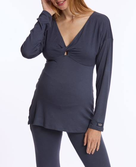 T-shirt manches longues de grossesse et d'allaitement louna Bleu nuit+Noir 2 - vertbaudet enfant 
