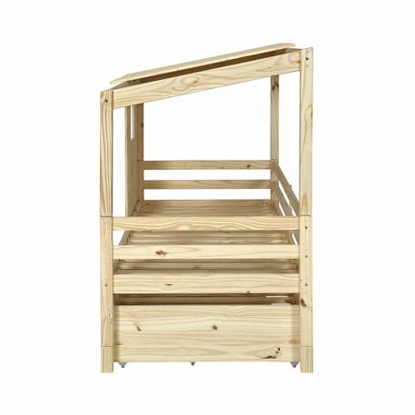 Lit cabane gigogne bois massif alma Blanc+Bois 10 - vertbaudet enfant 