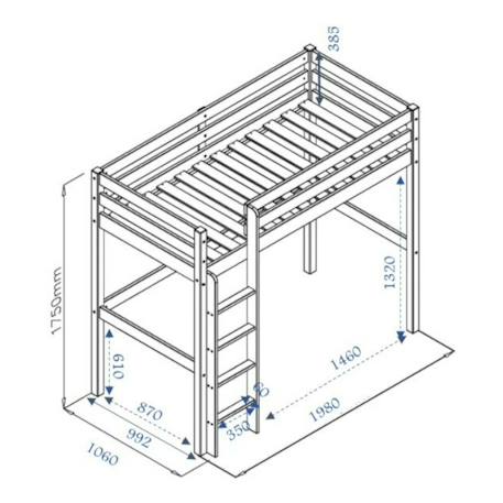 Lit mezzanine bois massif aaron Blanc+Bois naturel 8 - vertbaudet enfant 