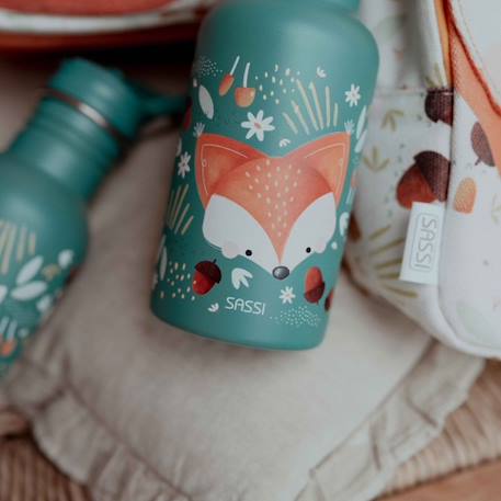 Gourde pour enfant en inox isotherme Beige+Bleu+Rose+Vert+Vert paon 30 - vertbaudet enfant 