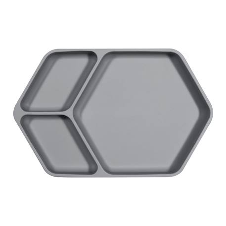Assiette à compartiments avec ventouse Gris foncé 1 - vertbaudet enfant 