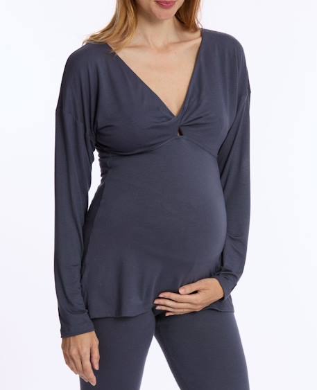 T-shirt manches longues de grossesse et d'allaitement louna Bleu nuit+Noir 1 - vertbaudet enfant 