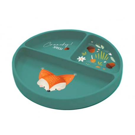 Assiette compartimentée en silicone avec ventouse animaux Menthe+Rose+Vert+Vert paon 23 - vertbaudet enfant 