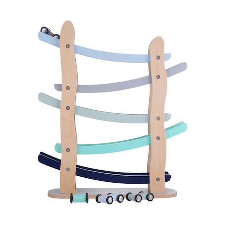 Rampe de course avec 2 voitures en bois emil Bleu 5 - vertbaudet enfant 