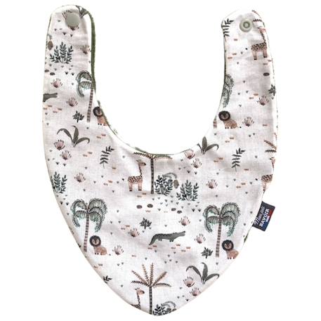Bavoir bandana (bleu imprimé feuilles) Animaux polaires+Blanc étoiles+Bleu imprimé feuilles+Gris étoiles+Jaune étoiles+Jaune feuilles+Kaki triangles+Koala moutarde+Menthe+Monaha+Oasis+Ourson+Petites oies+Rose étoiles+Rose pâle étoiles+Savane+Sunny 52 - vertbaudet enfant 