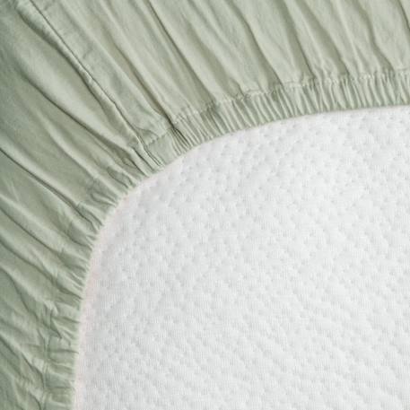 Drap housse 1 personne satin de coton bio lavé Ambre+Blanc craie+Cyprès+Lin+Peach+Tilleul 33 - vertbaudet enfant 